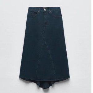 NWT Zara ZW the denim skirt ink blue